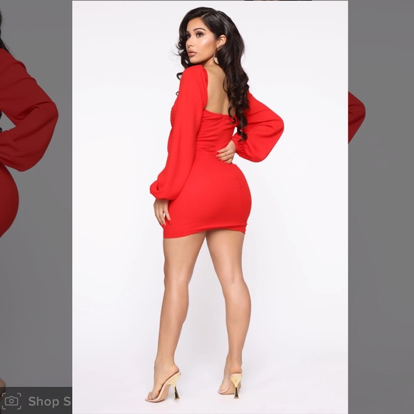 Fashion Nova Red Sweet Sayings Long Sleeved Mini Dress, Size M, Also Fits S, NWT - Picture 5 of 6